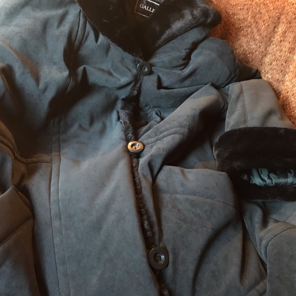 suede winter coat with faux fur trim - Picture 5 of 8